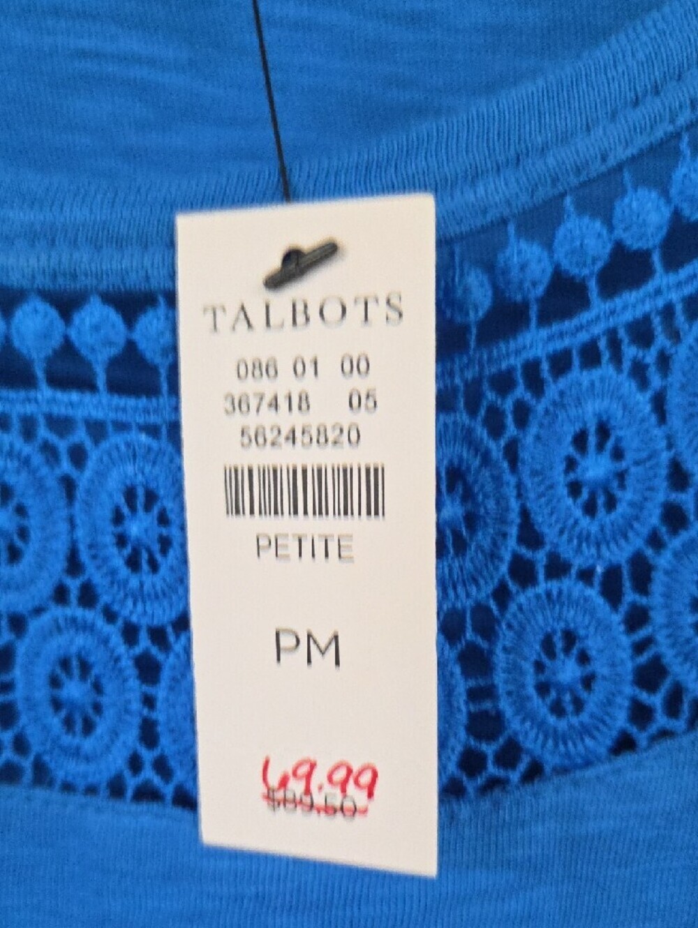 Talbots Bright Blue Petite Knit 100% Cotton Dress Sz MED P NWT - Picture 4 of 7